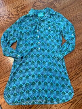 Escapada tunic dress block print blue green size small